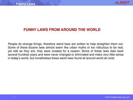 FUNNY LAWS FROM AROUND THE WORLD