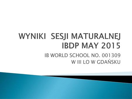 WYNIKI SESJI MATURALNEJ IBDP MAY 2015