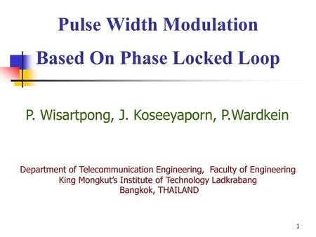 Pulse Width Modulation Based On Phase Locked Loop