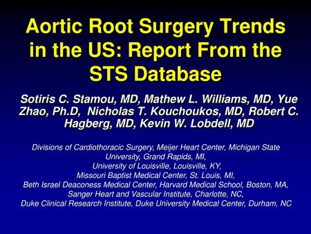 Aortic Root Surgery Trends in the US: Report From the STS Database