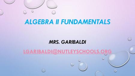 Algebra II Fundamentals