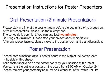 Presentation Instructions for Poster Presenters