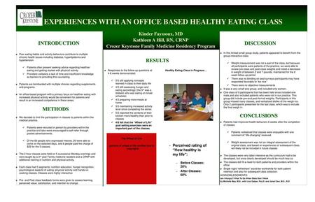 EXPERIENCES WITH AN OFFICE BASED HEALTHY EATING CLASS