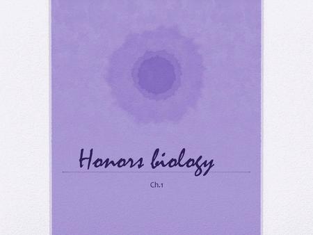 Honors biology Ch.1.