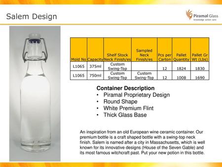 Salem Design Container Description Piramal Proprietary Design