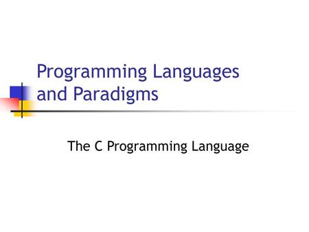 Programming Languages and Paradigms