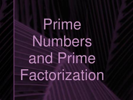 Prime Numbers and Prime Factorization