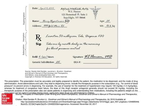 The prescription. The prescription must be accurately and legibly prepared to identify the patient, the medication to be dispensed, and the mode of drug.