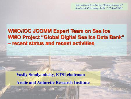 International Ice Charting Working Group, 4th Session, St