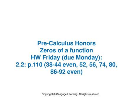 HW Friday (due Monday):