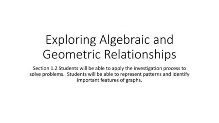 Exploring Algebraic and Geometric Relationships