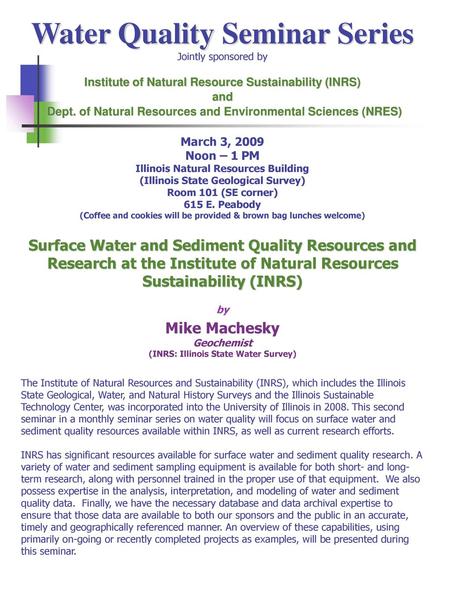 Water Quality Seminar Series