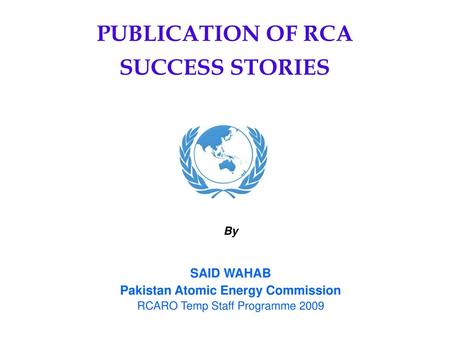 PUBLICATION OF RCA SUCCESS STORIES