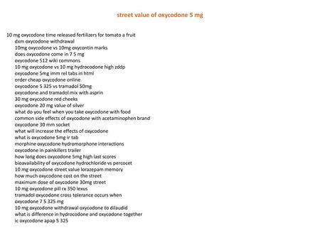 street value of oxycodone 5 mg