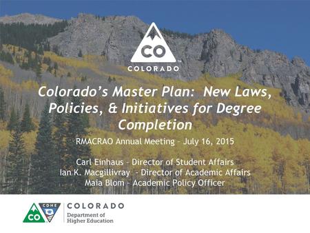 RMACRAO Annual Meeting – July 16, 2015