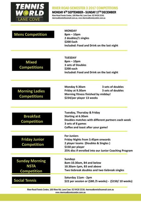 Tuesday, Thursday & Friday Breakfast Competition