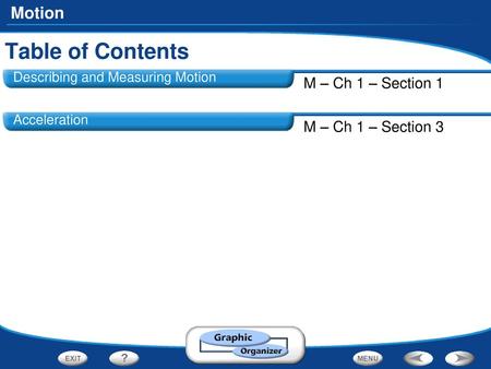 Table of Contents M – Ch 1 – Section 1 M – Ch 1 – Section 3