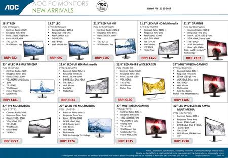 AOC PC MONITORS NEW ARRIVALS