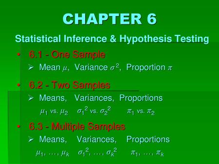 CHAPTER 6 Statistical Inference & Hypothesis Testing