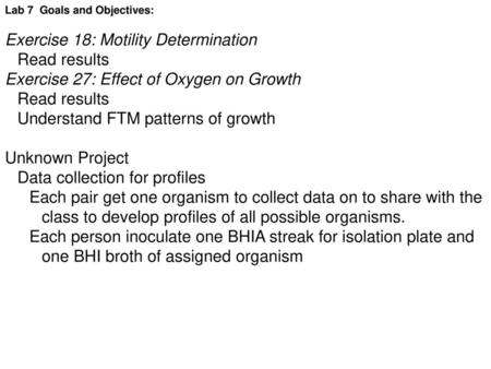 Exercise 18: Motility Determination Read results