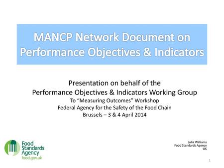 MANCP Network Document on Performance Objectives & Indicators