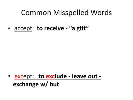 Common Misspelled Words