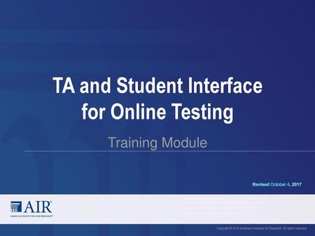 TA and Student Interface for Online Testing