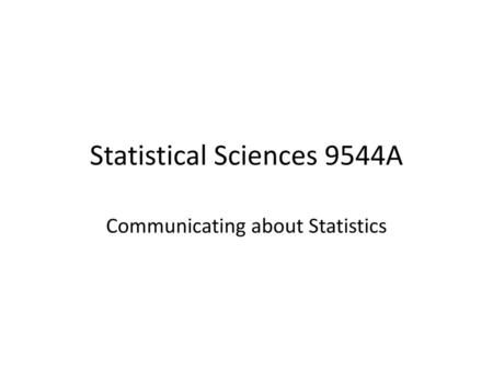 Statistical Sciences 9544A