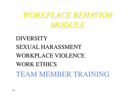 WORKPLACE BEHAVIOR MODULE