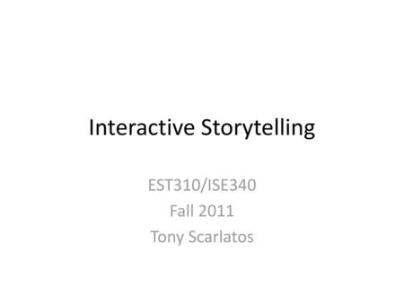 Interactive Storytelling