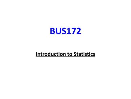 Introduction to Statistics