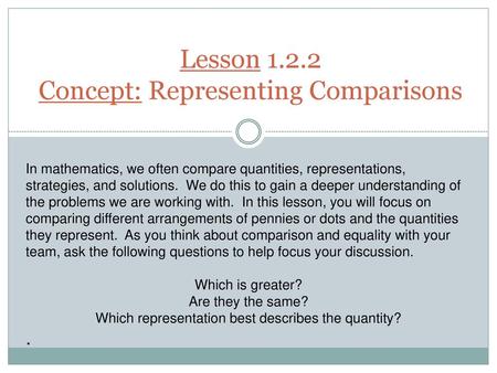 Lesson Concept: Representing Comparisons