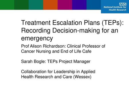 Sarah Bogle: TEPs Project Manager