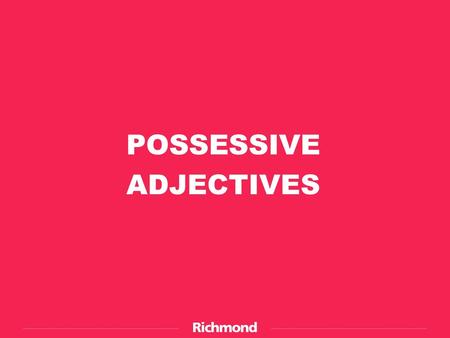 POSSESSIVE ADJECTIVES.