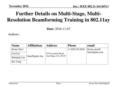 Month Year doc.: IEEE yy/xxxxr0 November 2016