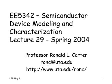 Professor Ronald L. Carter