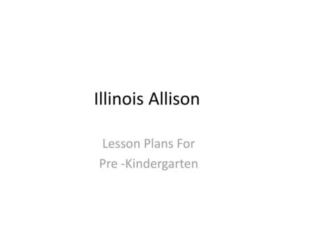 Lesson Plans For Pre -Kindergarten