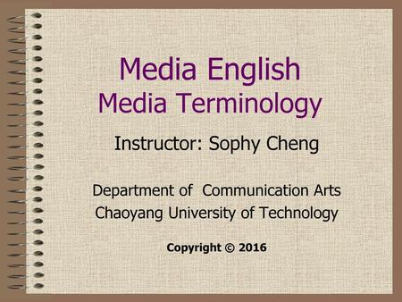 Media English Media Terminology