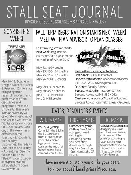 STALL SEAT JOURNAL SOAR IS THIS WEEK!