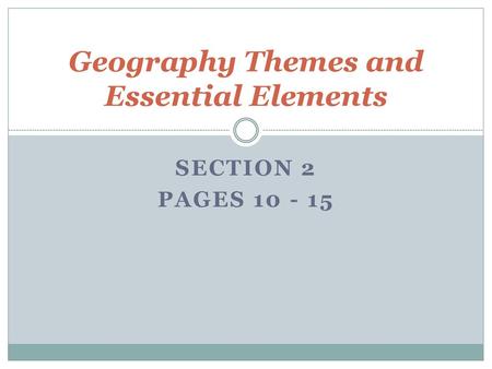 Geography Themes and Essential Elements