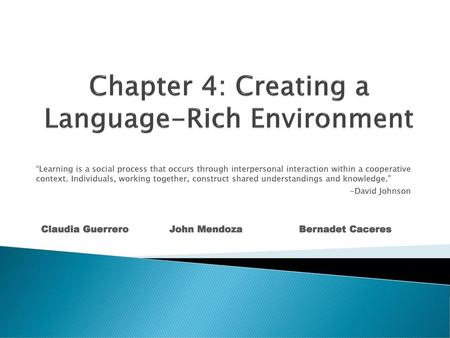 Chapter 4: Creating a Language-Rich Environment