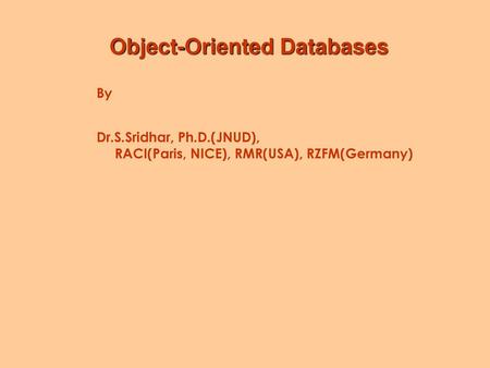 Object-Oriented Databases