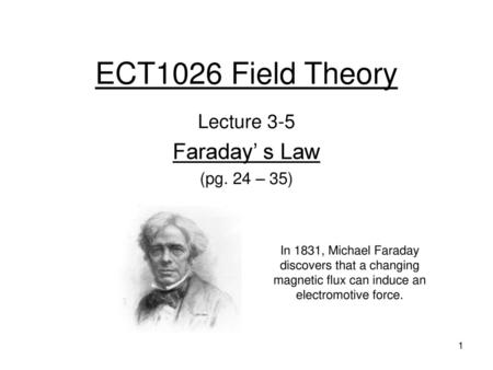 Lecture 3-5 Faraday’ s Law (pg. 24 – 35)