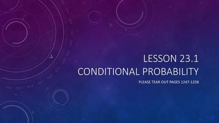 Lesson 23.1 conditional probability