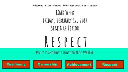 R e s p e c t What it IS and how to show it in the classroom