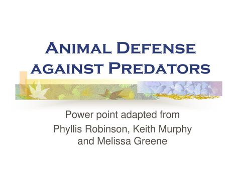 Animal Defense against Predators