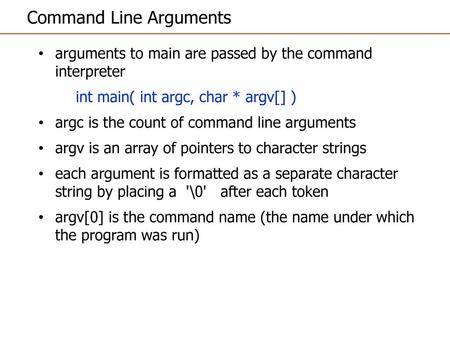 Command Line Arguments