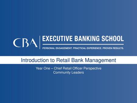 Introduction to Retail Bank Management