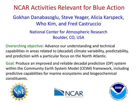 NCAR Activities Relevant for Blue Action