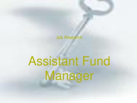 Assistant Fund Manager